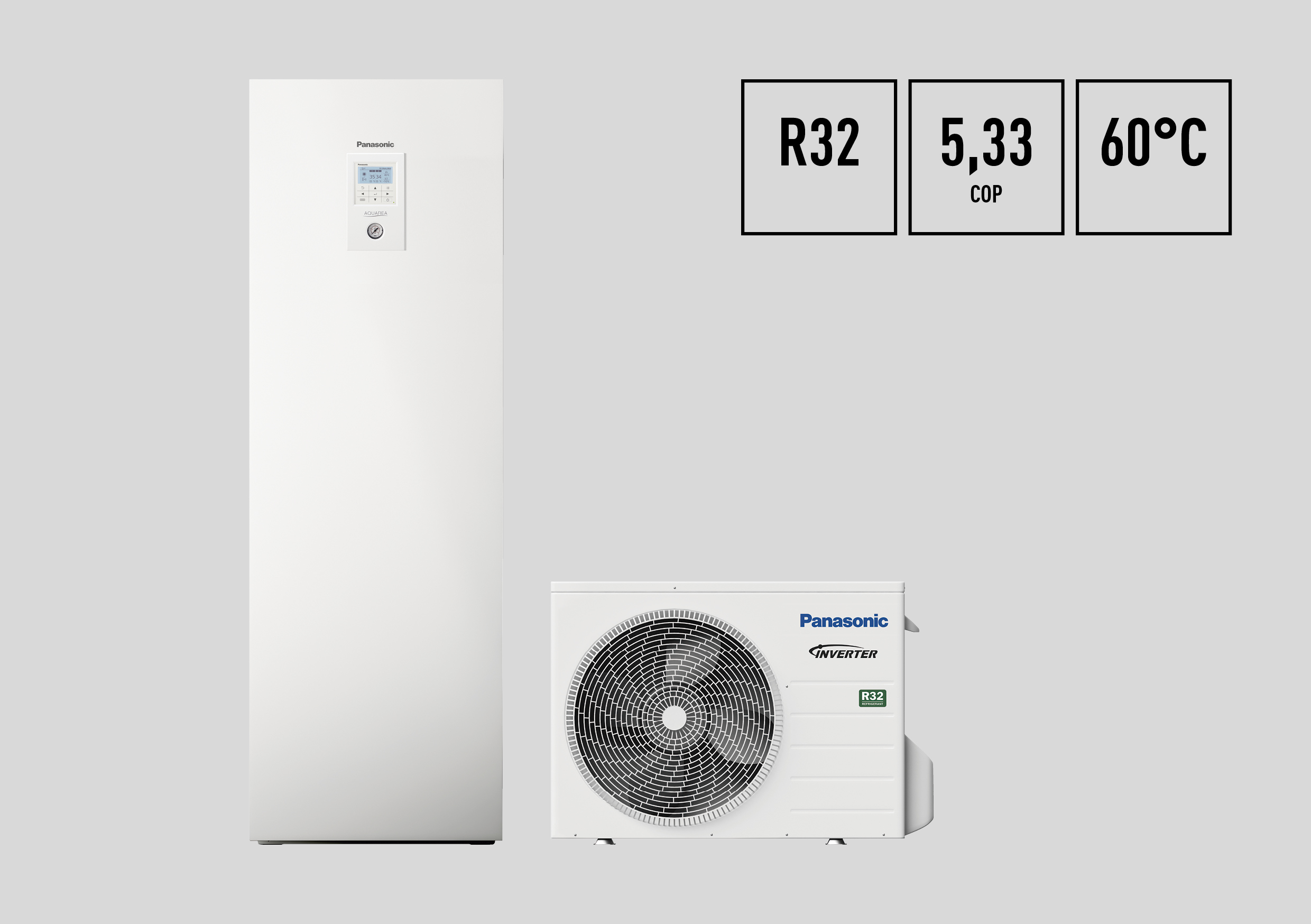 Die Luft/Wasser-W&auml;rmepumpen der AQUAREA J-Serie von Panasonic verwenden das umweltvertr&auml;gliche K&auml;ltemittel R32 und sorgen f&uuml;r noch mehr Effizienz und Komfort im Heiz- und K&uuml;hlbetrieb.